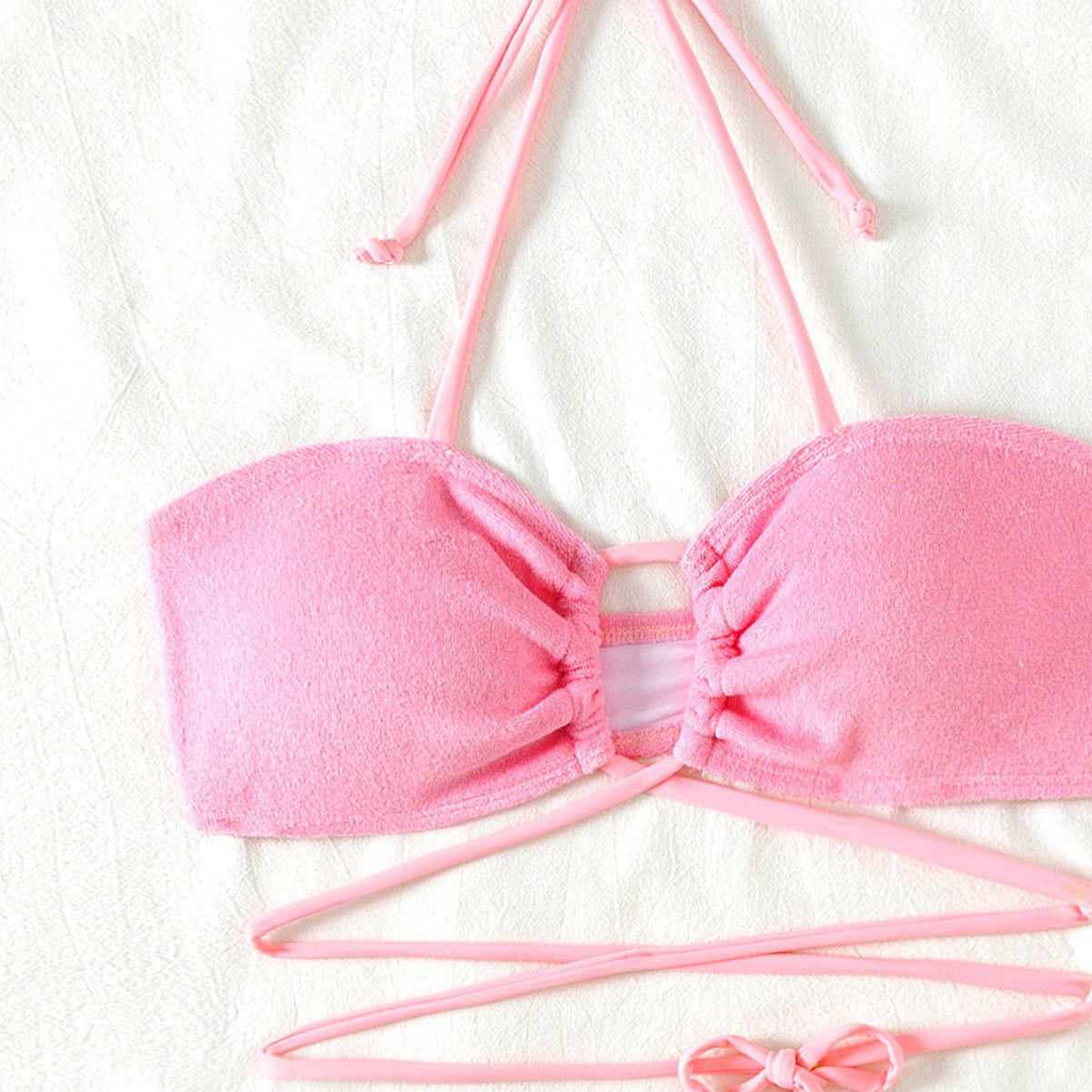 Split Swimsuit Women Hollow Out Cutout Sexy Bikini Triangle Two Piece Set Lace up Solid Color Bella Mia